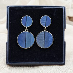 Boucles d'oreilles Grand modèle MARQUETERIE bleues