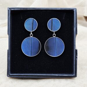 Boucles d'oreilles Grand modèle MARQUETERIE bleues
