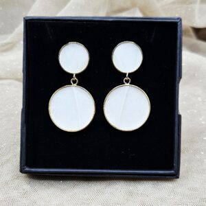 Boucles d'oreilles Grand modèle MARQUETERIE blanches