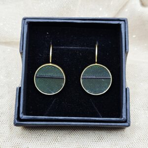 Boucles d'oreilles Dormeuses MARQUETERIE vert sapin