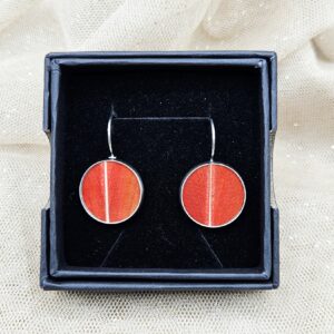 Boucles d'oreilles Dormeuses MARQUETERIE rouge